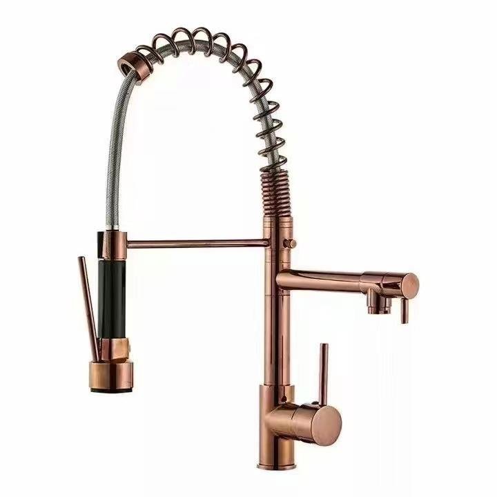 New and Hot Sale SS Kitchen Faucet Spring Tube Pulling Faucet Water Purification Two Spout