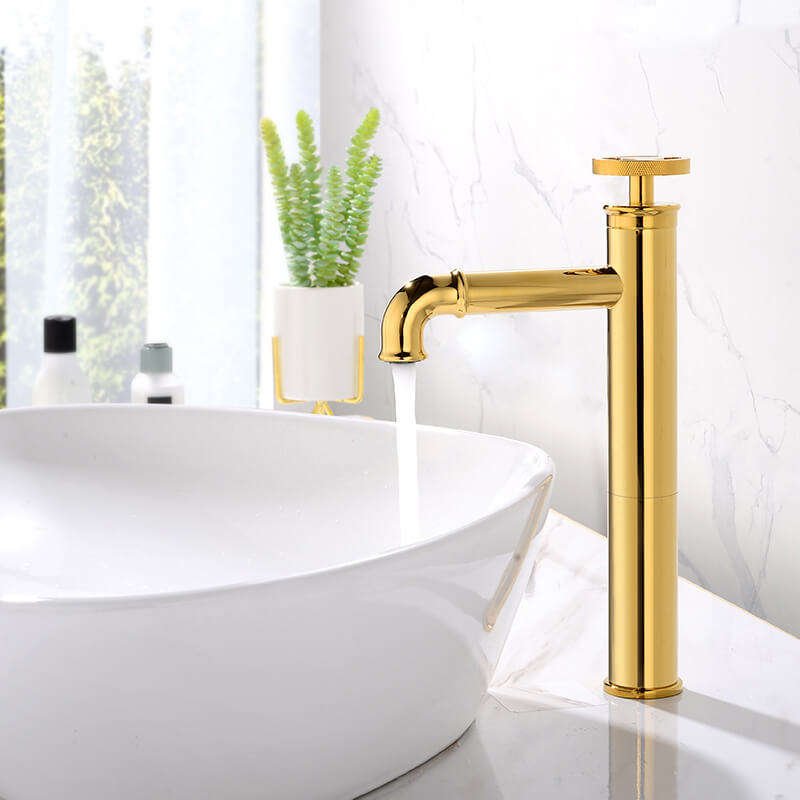Luxury Modern Single Hole Gold Bathroom Wash Basin Mixer Faucet with Ceramic Valve Core Deck Mounted