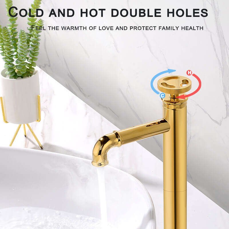 Luxury Modern Single Hole Gold Bathroom Wash Basin Mixer Faucet with Ceramic Valve Core Deck Mounted