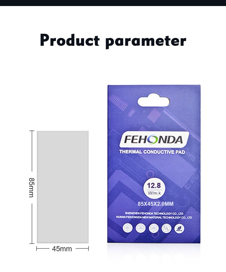 Fehonda Thermal Pad 12.8w/km 85*45*1.0mm 2.0mm 3.0mm Silicone Tharmal Termal Pad Gpu Cpu for Ssd RTX3080