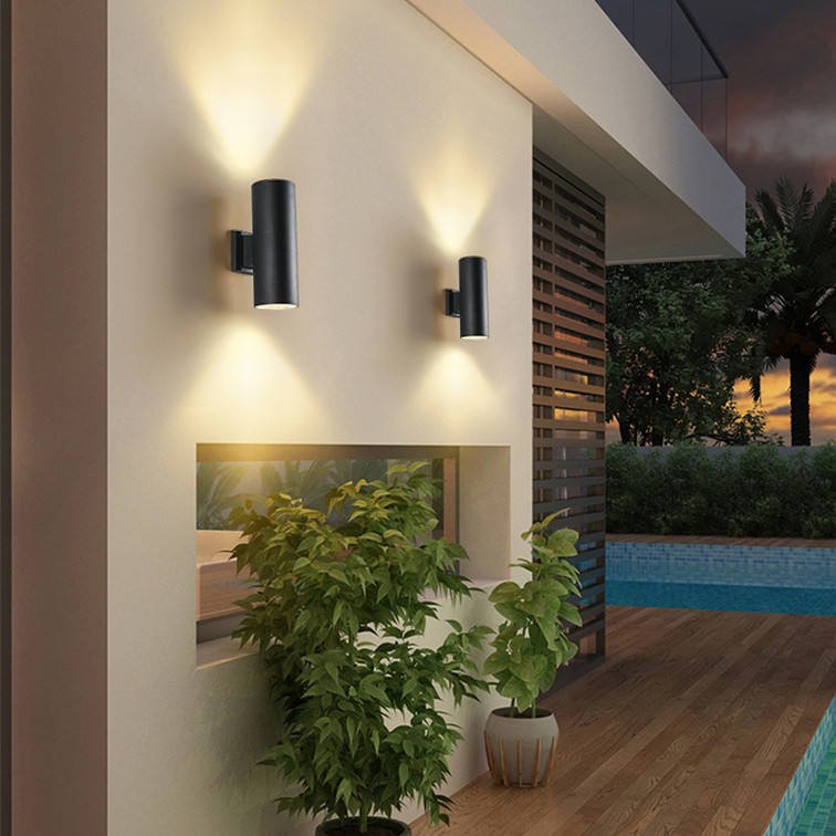 IP65 Outdoor Waterproof Aluminum Decorative LED Wall Sconce Modern Cylindrical Dimmable Warm White Living Room Wall Lamp E27