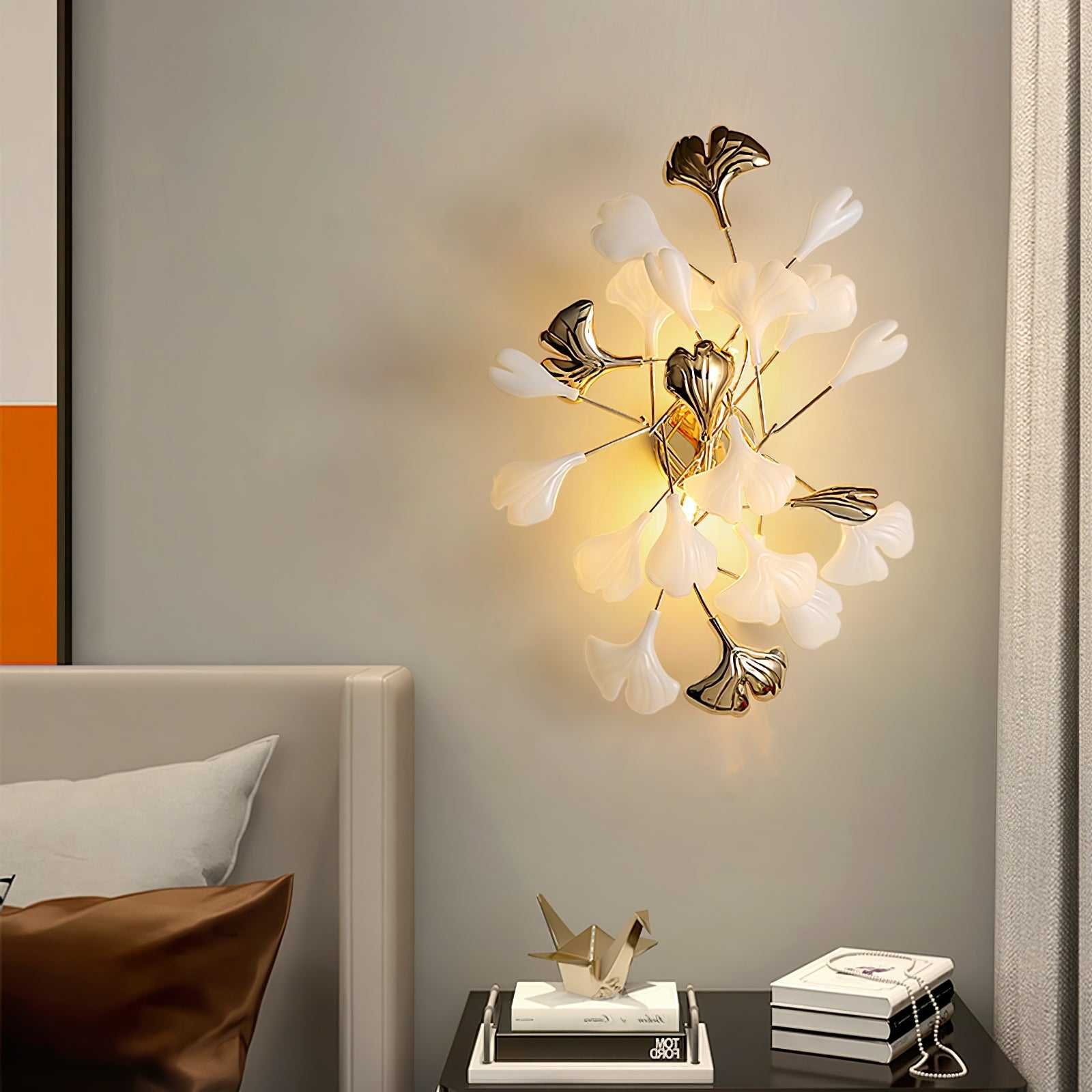 Creative Art Gingko Leaf Iron Modern Luxury Living Room Sofa Background LED Wall Lamp