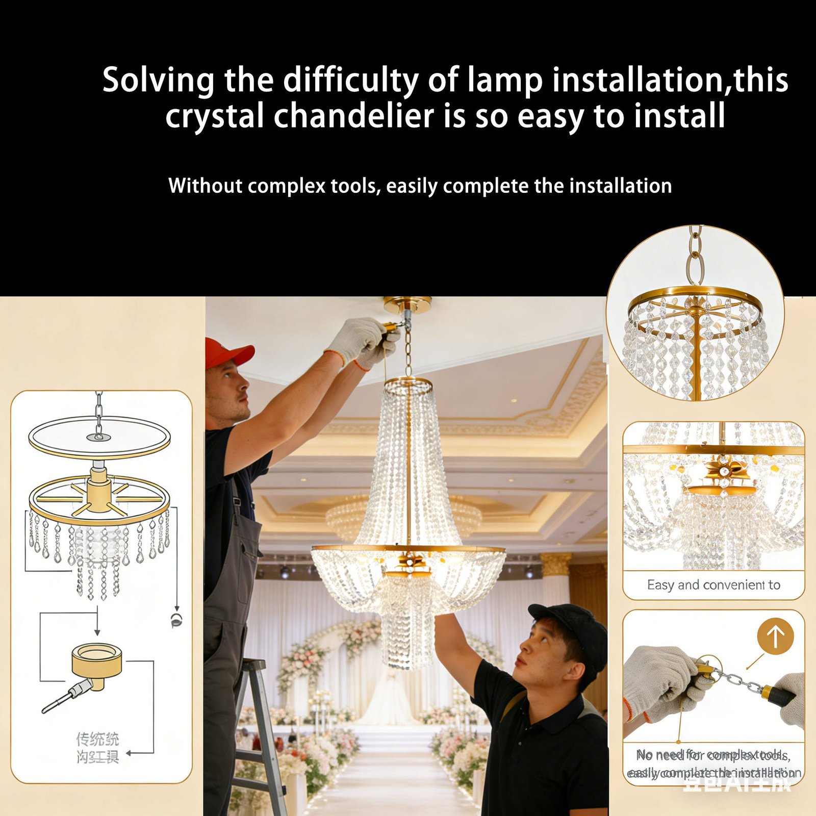 Luxury Event Centerpieces Road Guid Chandelier Stand for Wedding Decoration