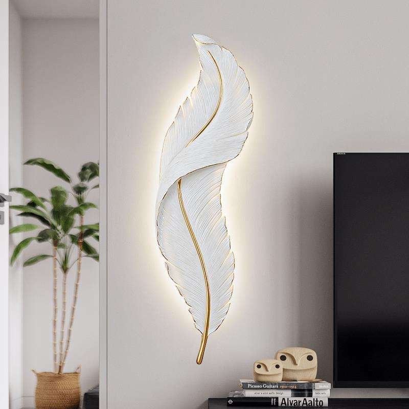 Modern Design Indoor Led Lamps Hotel Villa Project Decorative Resin High Quality Feather Wall Lights