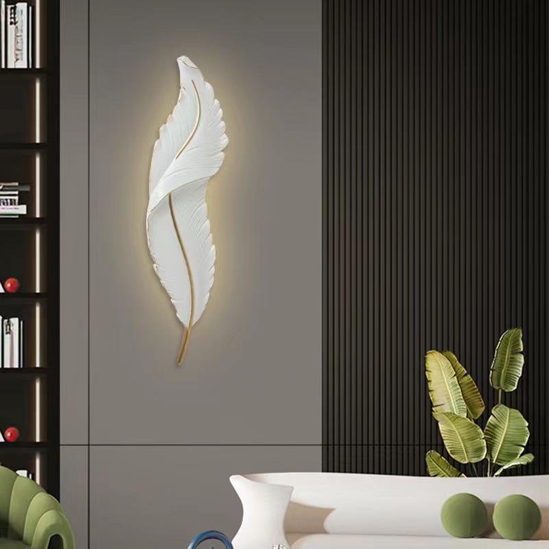 Modern Design Indoor Led Lamps Hotel Villa Project Decorative Resin High Quality Feather Wall Lights