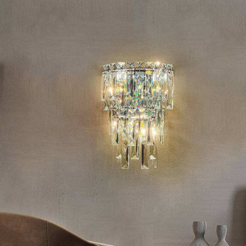 Hotel Lobby Modern Bedroom Staircase Indoor Lighting Villa Living Room Background Decor Home Crystal Wall Lamp