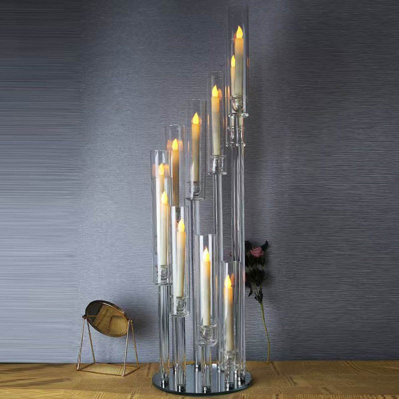 European Style 8 Heads Acrylic Candlestick Wedding Table Centerpiece 3 5 6 8 10 Arms Candle Holder for Party Event Wedding Decor