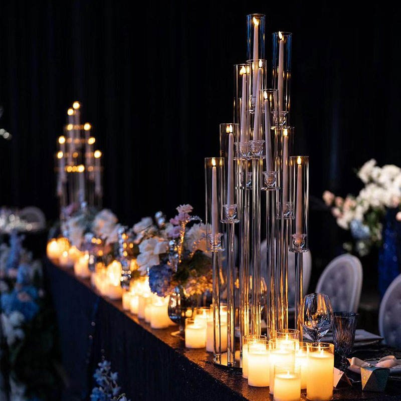 European Style 8 Heads Acrylic Candlestick Wedding Table Centerpiece 3 5 6 8 10 Arms Candle Holder for Party Event Wedding Decor
