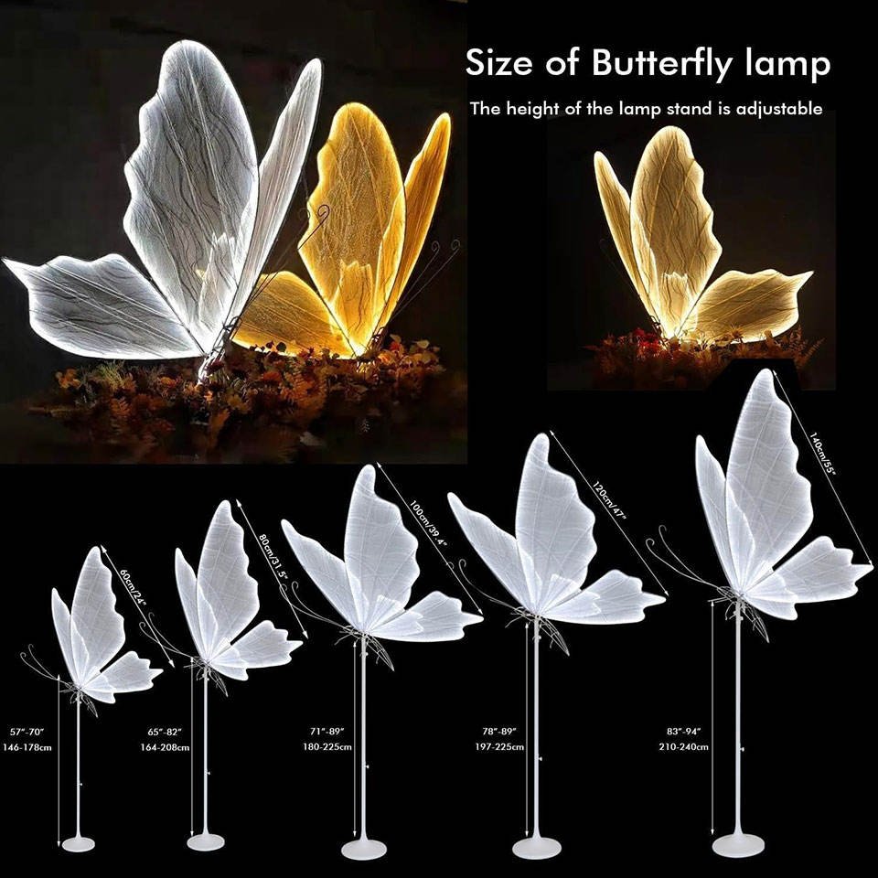 Wedding Props Road Lead Electric Luminous Butterfly Wings Party Events Decor LED Butterfly Wedding Lights with Movement