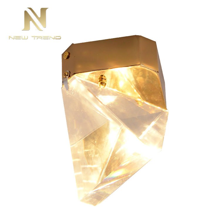 Trendy Style Hotel Room bar Cafe Gold Color Iron Crystal Modern Led Ceiling Light