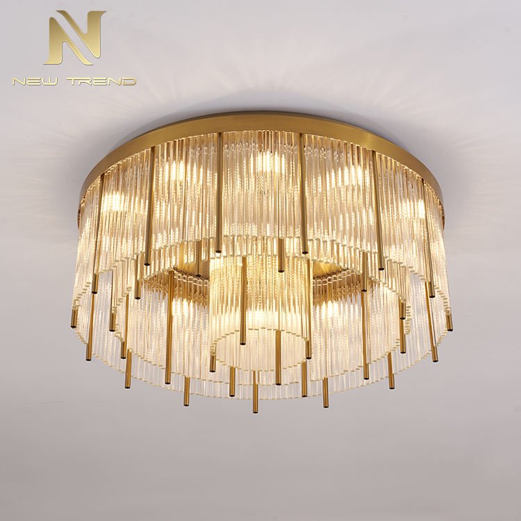 New Product Good Quality Indoor Decoration Stainless Steel Frame Glass Modern Led Ceiling Lamp