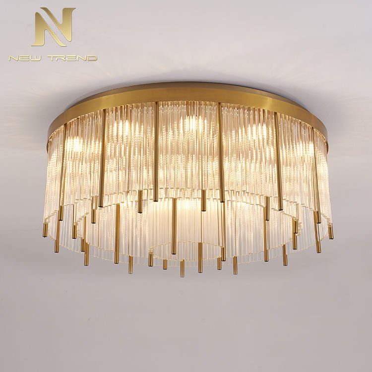 New Product Good Quality Indoor Decoration Stainless Steel Frame Glass Modern Led Ceiling Lamp
