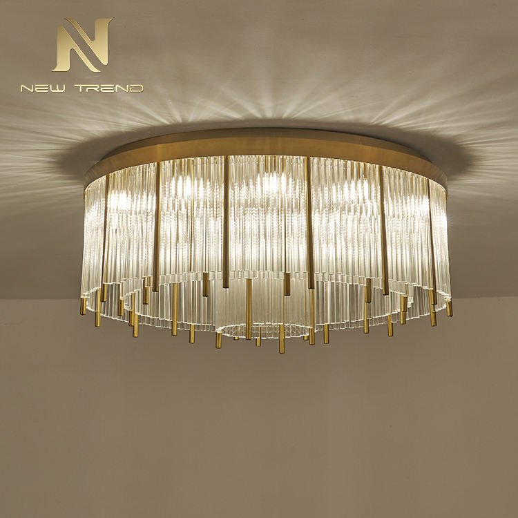 New Product Good Quality Indoor Decoration Stainless Steel Frame Glass Modern Led Ceiling Lamp