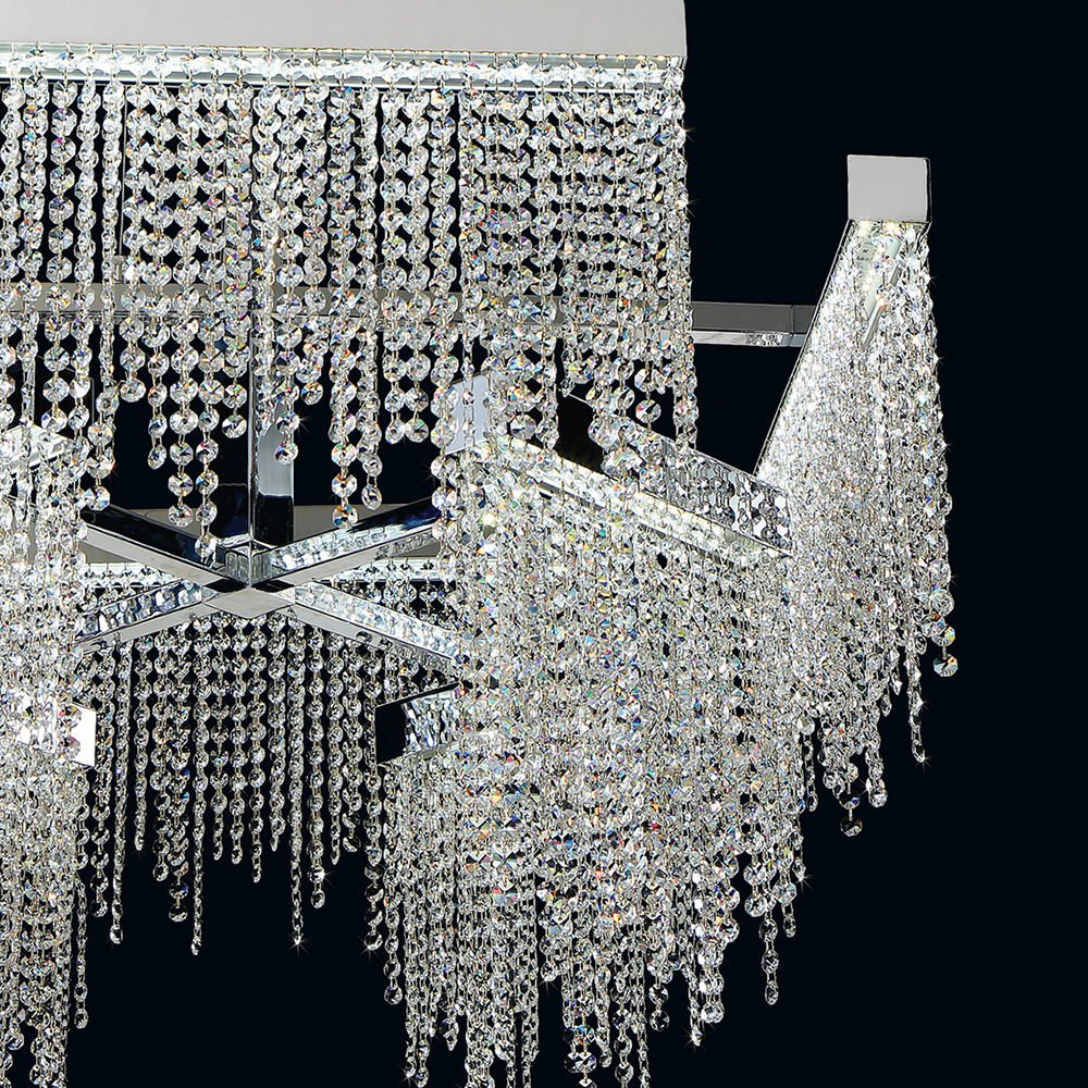 Rectangular Hanging Lamps for Living Room Hotel Restaurant Decor Modern Luxury Chrome Crystal Chandelier Pendant Light