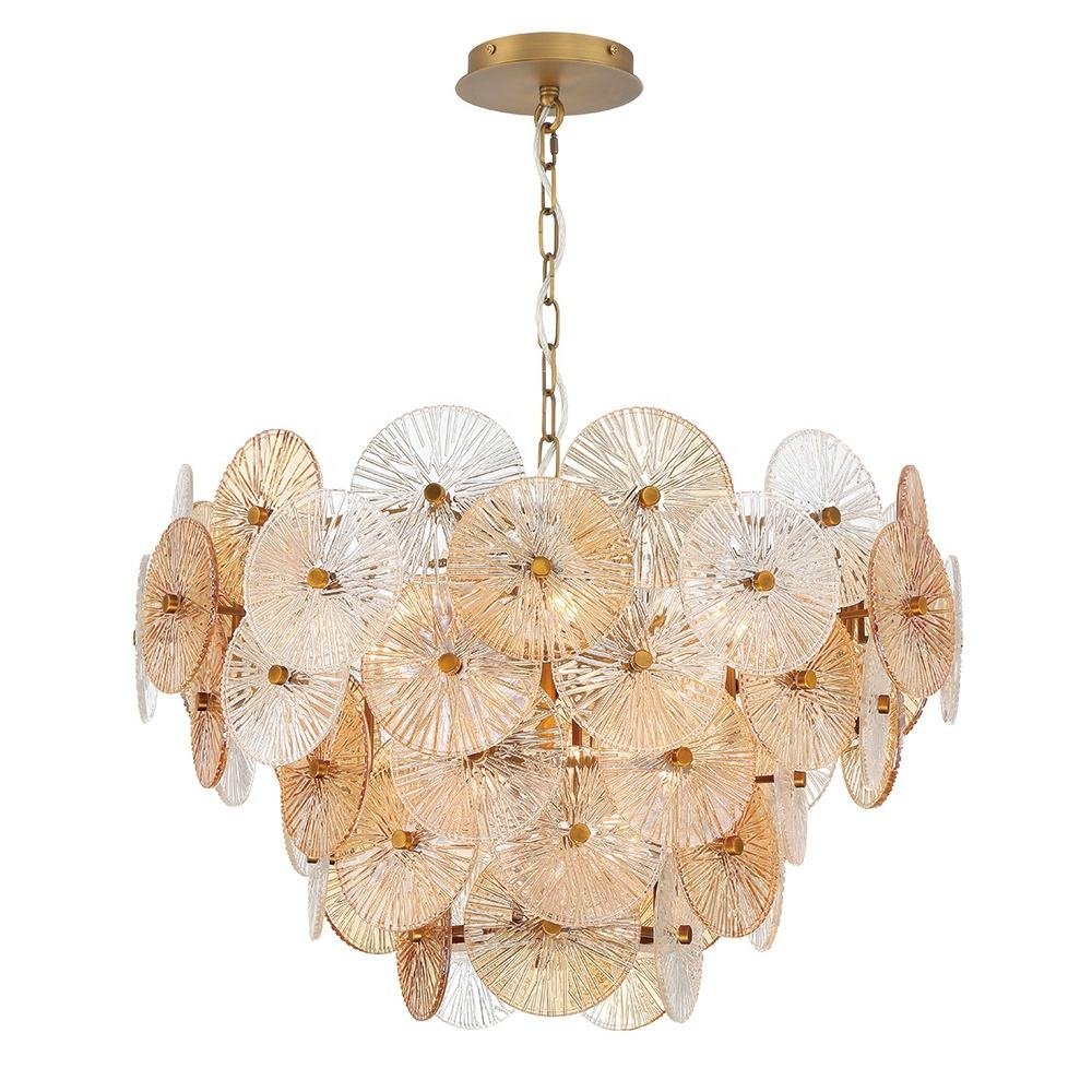 Living Room Hotel Hanging Pendant Light Villa Stairs Luxury Amber Glass Pendant Lamp Chandelier