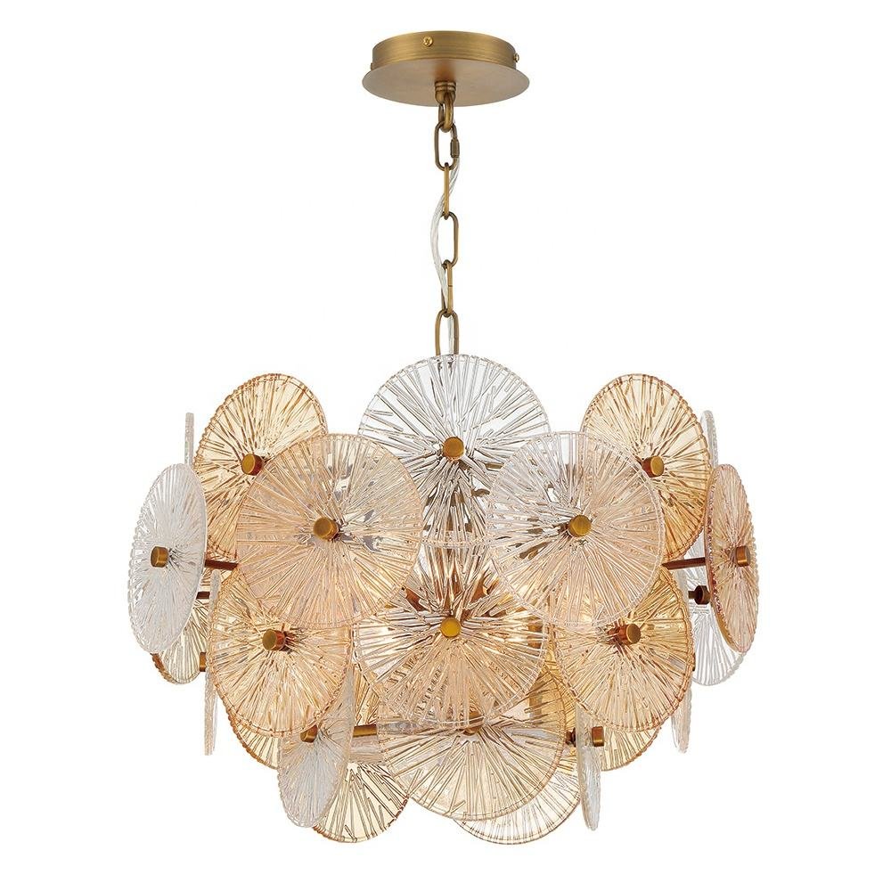 Living Room Hotel Hanging Pendant Light Villa Stairs Luxury Amber Glass Pendant Lamp Chandelier