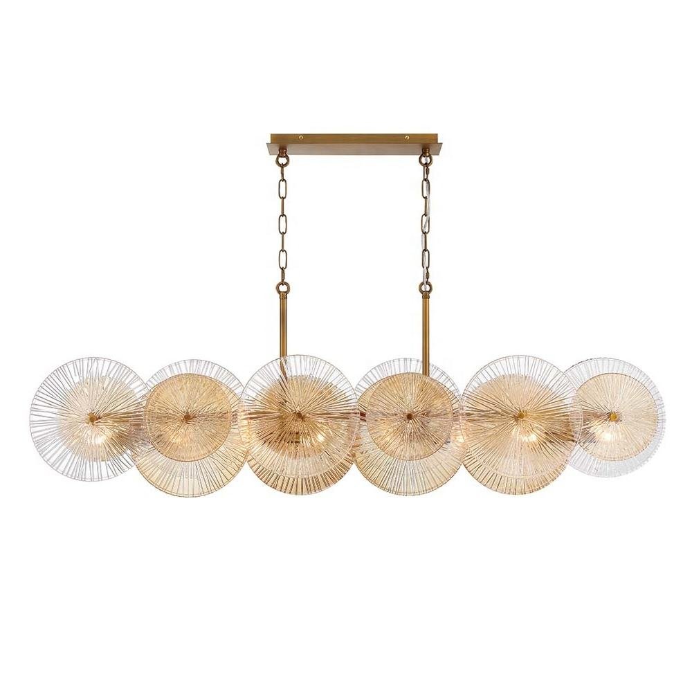 Living Room Hotel Hanging Pendant Light Villa Stairs Luxury Amber Glass Pendant Lamp Chandelier