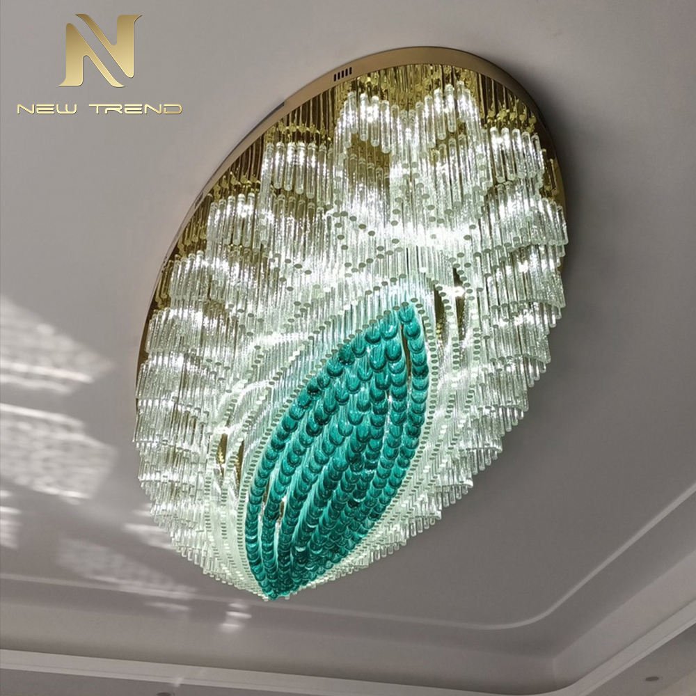 New Product Good Quality Indoor Decoration Stainless Steel Frame Glass Modern Led Ceiling Lamp