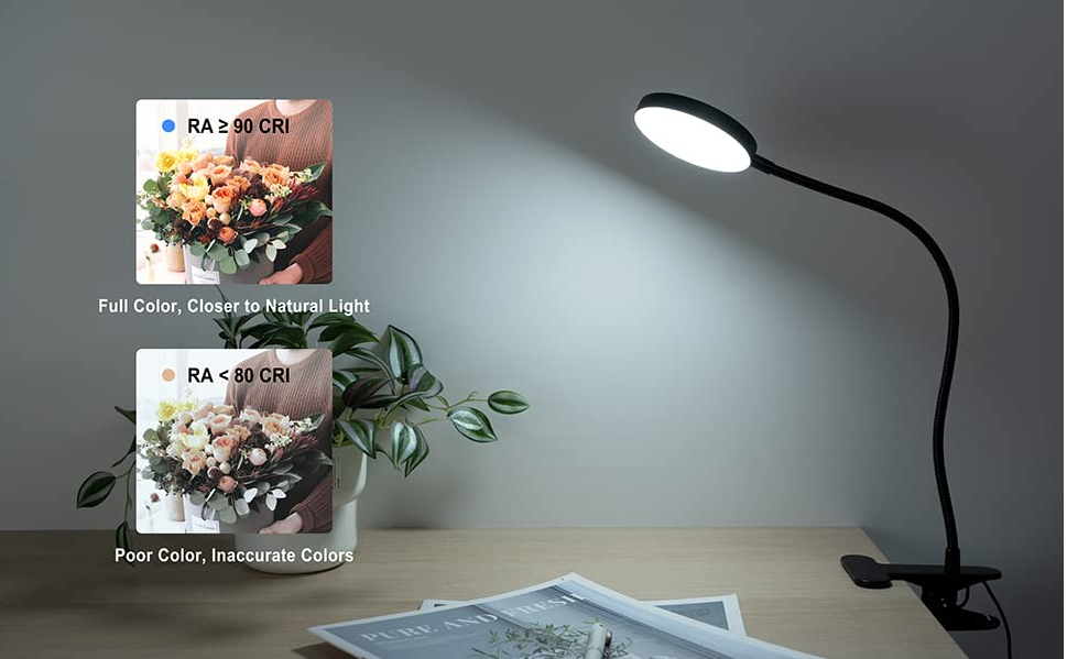 Luxury LED Desk Lamp 30-min Timer Dimmable Reading Light Flexible Gooseneck Modern Design Metal Shade DC Power Clamp Clip Light