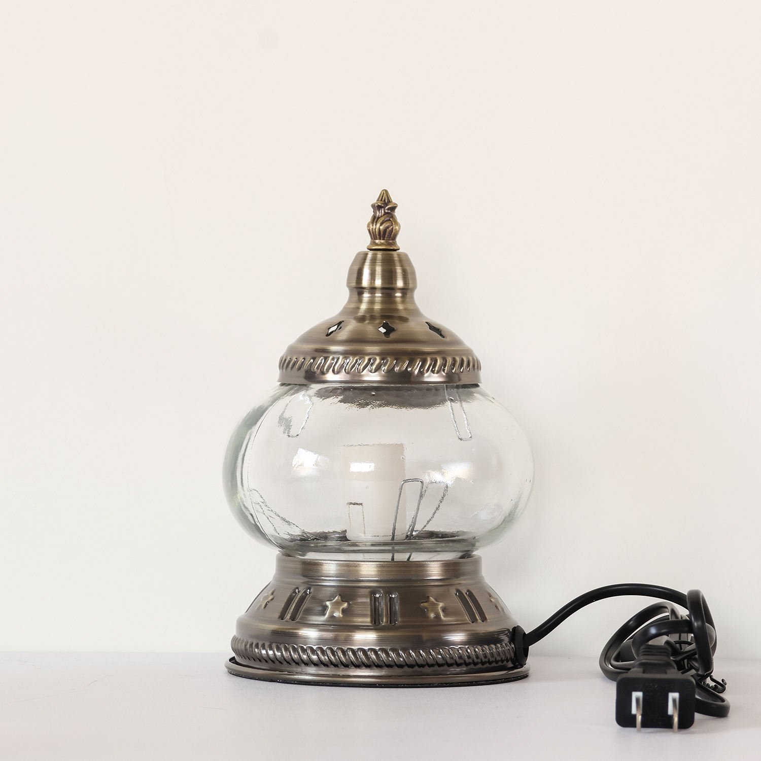 Handmade Round Night Light for Camping DIY Mosaic Patch Warm Studio Activity Parents Kids Battery-Powered Turkey-Designed Shade