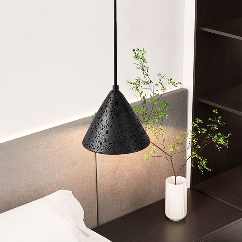Wecus Japanese Sabi Wabi Creative LED Stone Pendant Lamp New Black Stone Restaurant Cafe KTV Chandelier Home Decor Light 2-Year