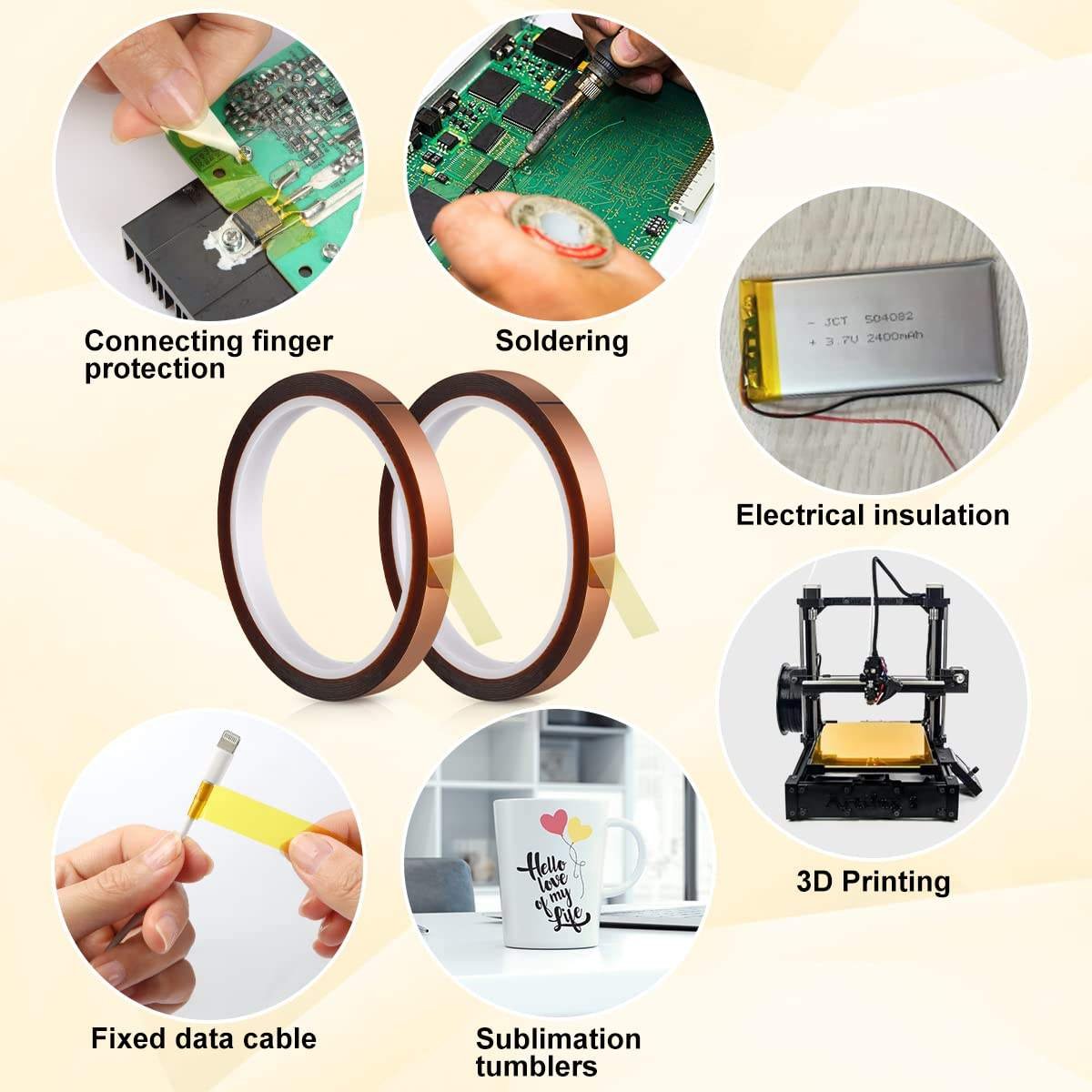 High Temperature 300 Heat Resistant No-residual Polyimide Pi Film Single Sided Silicone Adhesive Tape for Masking Use