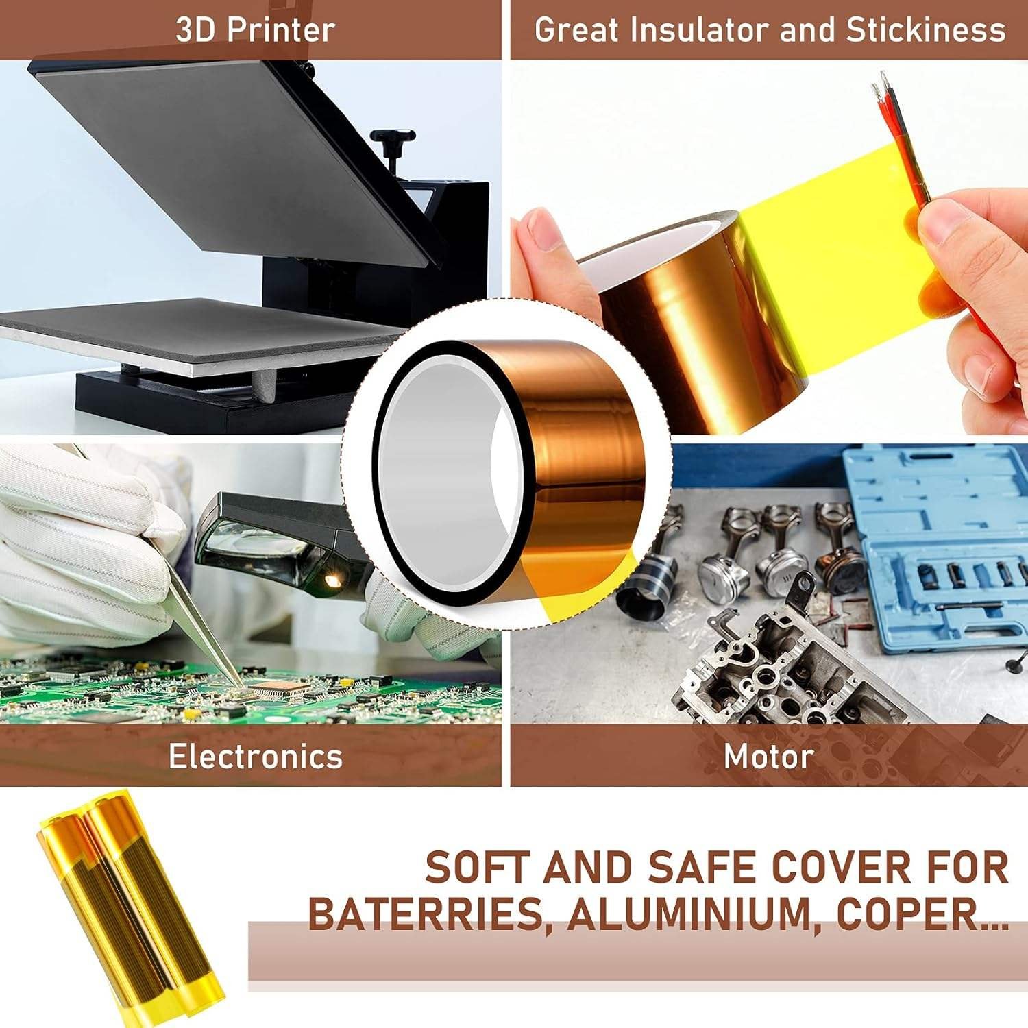 High Temperature 300 Heat Resistant No-residual Polyimide Pi Film Single Sided Silicone Adhesive Tape for Masking Use