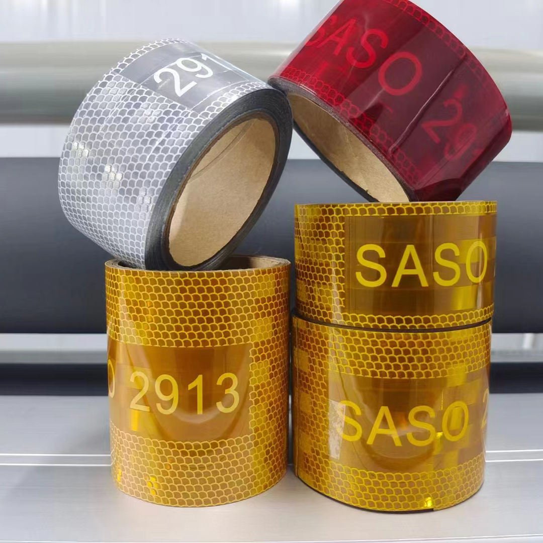High Quality Eco-friendly UV Resistant Metallized PET Yellow Saso 2913 Reflective Tape for Heavy Truck Safety