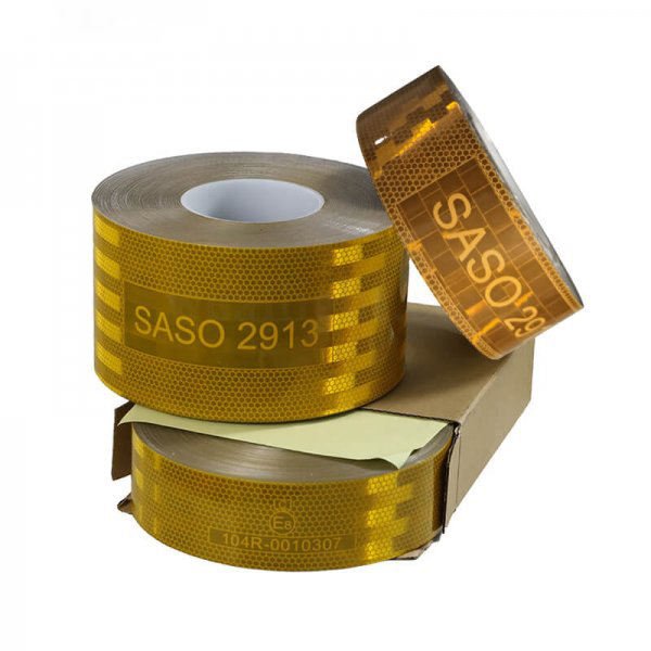 High Quality Eco-friendly UV Resistant Metallized PET Yellow Saso 2913 Reflective Tape for Heavy Truck Safety