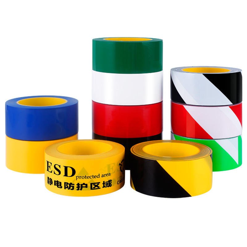 5S Industrial PVC Single Sided Waterproof Durable Floor Marking Tape Jumbo Roll Pressure Sensitive Rubber Blue White Colored