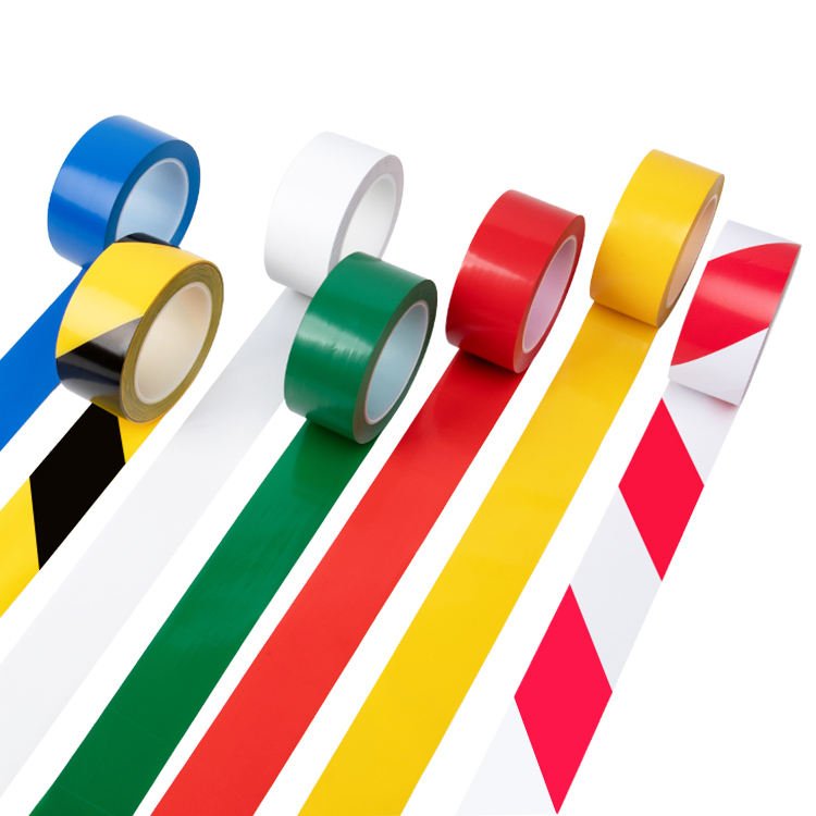 5S Industrial PVC Single Sided Waterproof Durable Floor Marking Tape Jumbo Roll Pressure Sensitive Rubber Blue White Colored