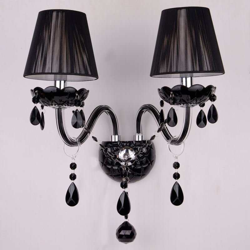 Factory Hot Selling Popular Black Home Living Room Dining Room Crystal Wall Lamp Modern Indoor Bedroom Glass Led Wall Light