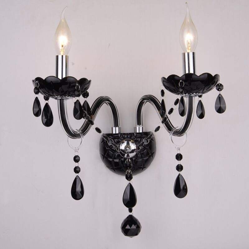 Factory Hot Selling Popular Black Home Living Room Dining Room Crystal Wall Lamp Modern Indoor Bedroom Glass Led Wall Light