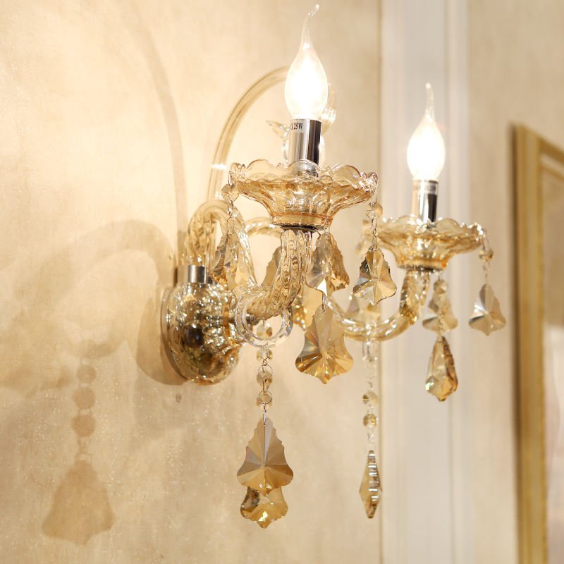 Luxury Modern Living Room Crystal Wall Lamp Luxury Home Bedroom Corridor Chandelier Candle Lamp European Decorative Lighting