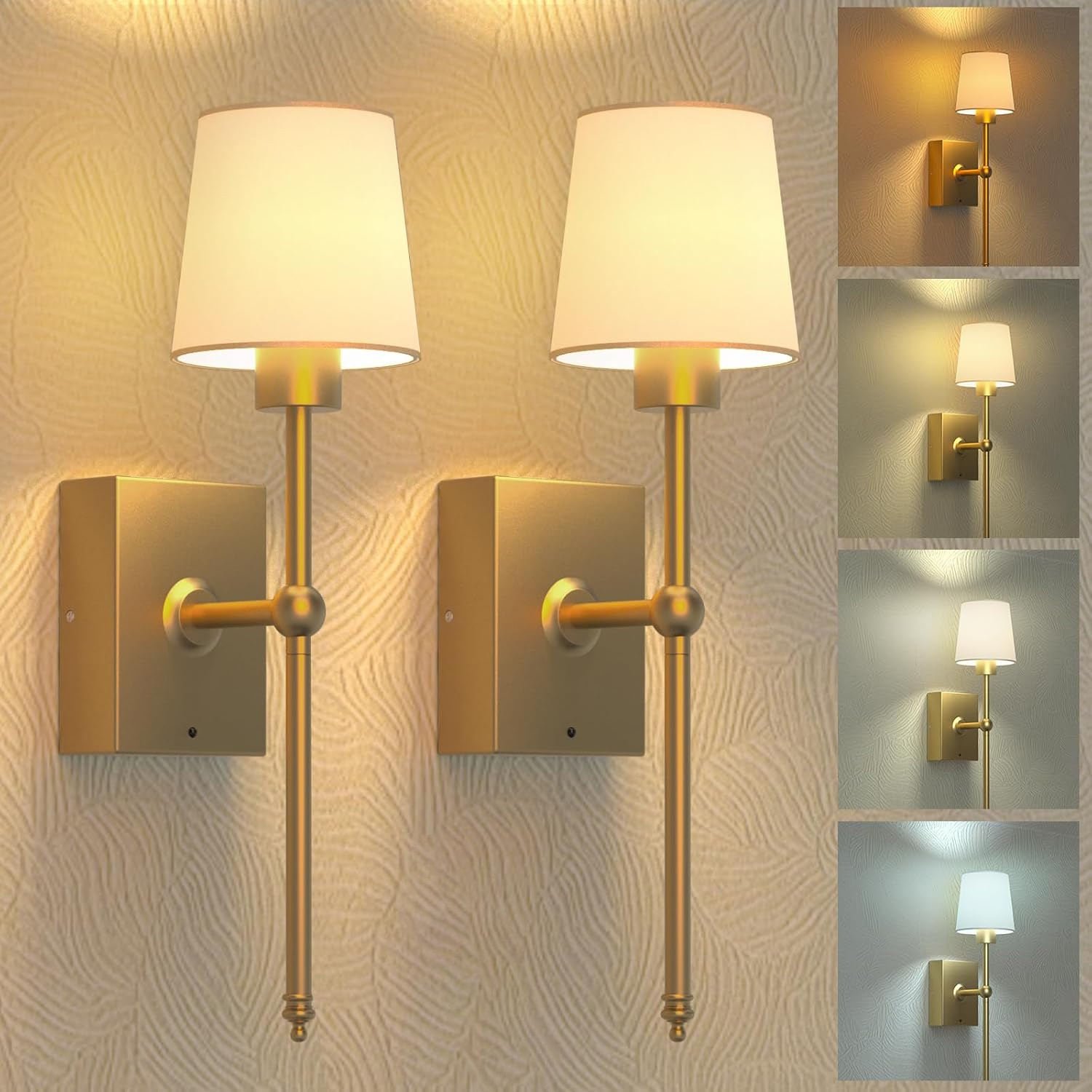 American Style Creative E27 Wall Lamp with LED Iron Body and Cloth Cover for Hotel Bedroom Bedside Indoor Corridor Hallway