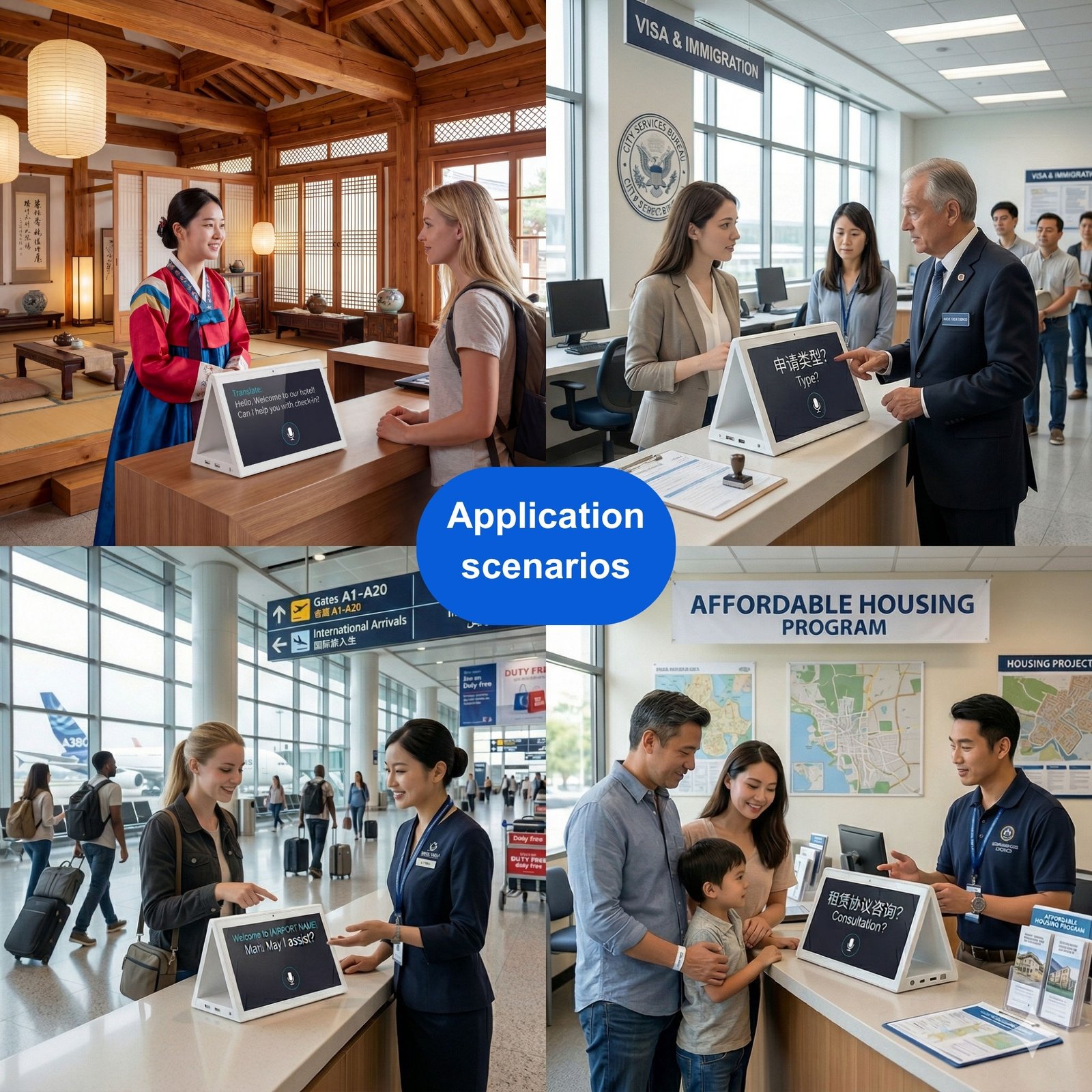 10.1 Inch AI Language Translator Terminal for Hospital Reception and Consultation Rooms with Professional Terms Translation