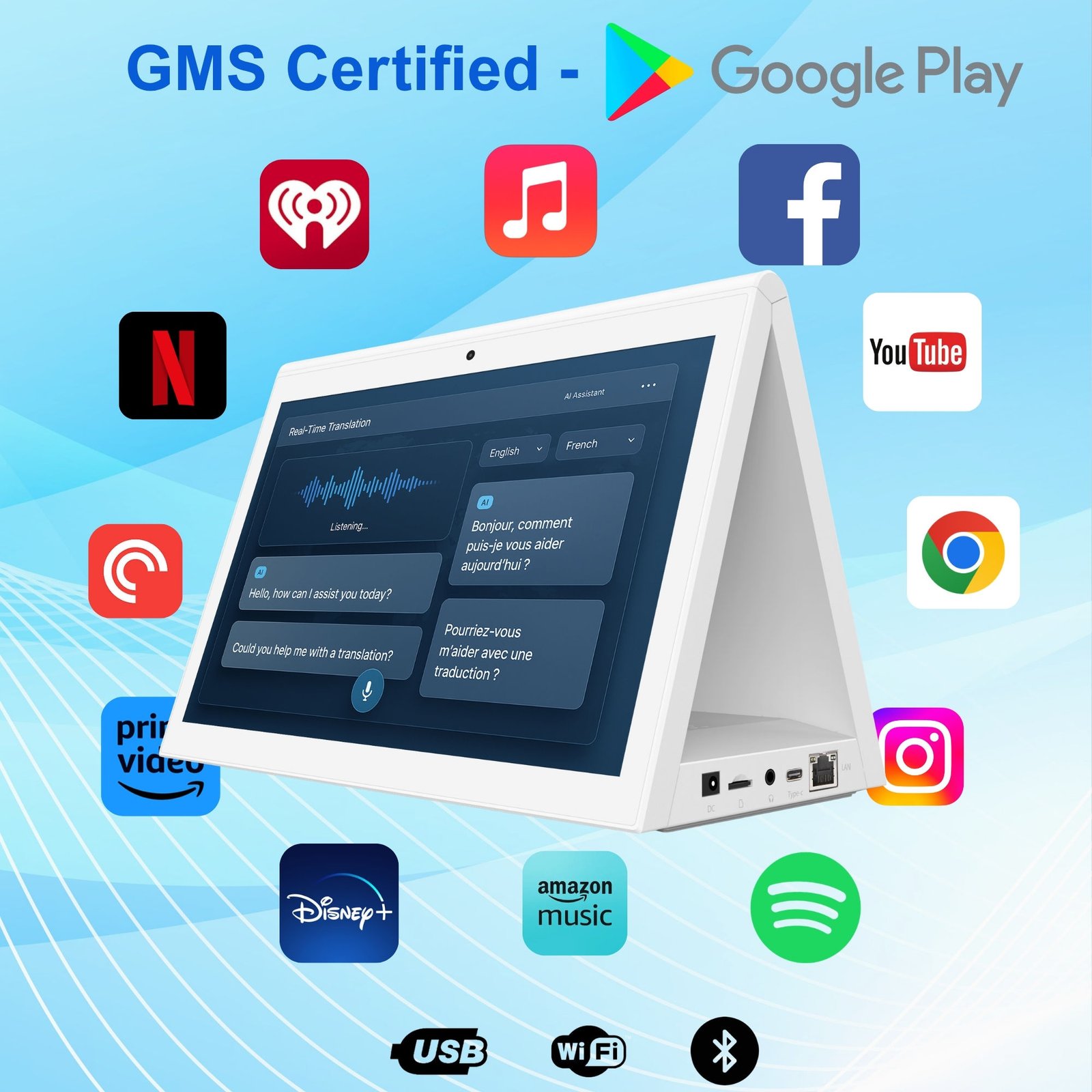 10.1 Inch AI Language Translator Terminal for Hospital Reception and Consultation Rooms with Professional Terms Translation