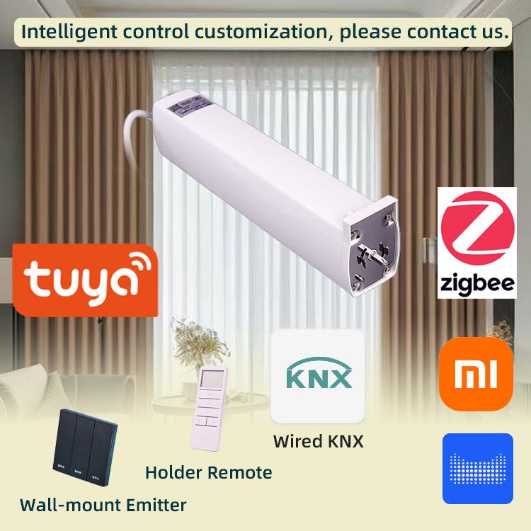P82-Tuya Zigbee 2.0Nm Smart House Motorized Curtain System Electric Remote Control Curtain for Home Automatic Curtain Motor