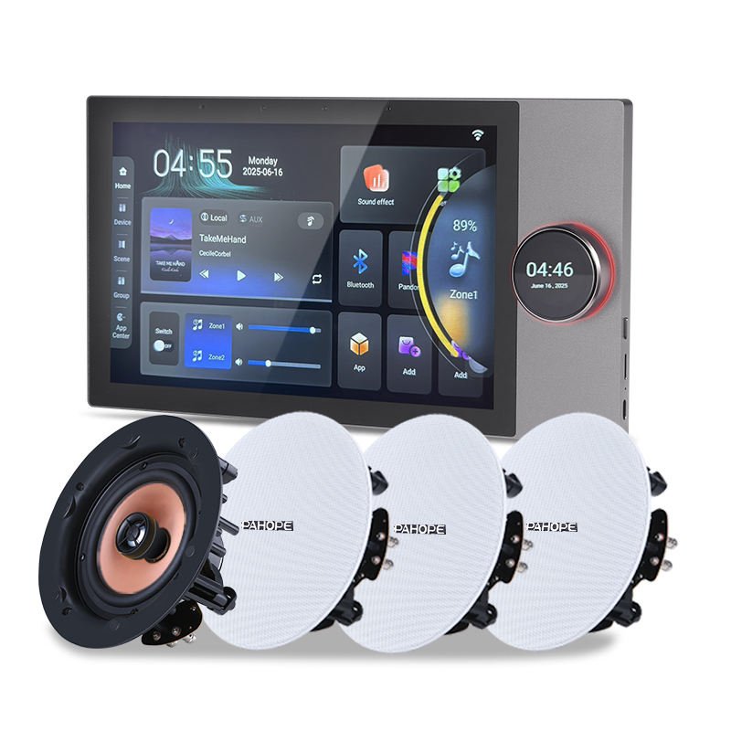 Smart Home Background Music System Tuya 10-Inch Intelligent Central Control Panel Wall Amplifier With 6.5-inch Ceiling Speakers