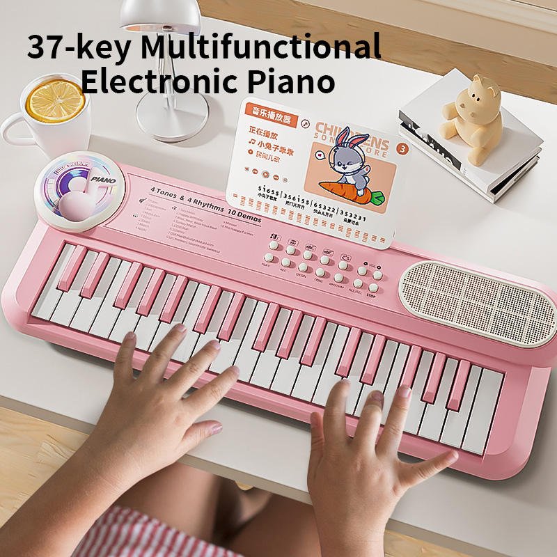 Kids Piano Keyboard Toy Learning 37 Key Multifunctional Musical Instruments Electric Piano Gifts for Beginners with Microphone