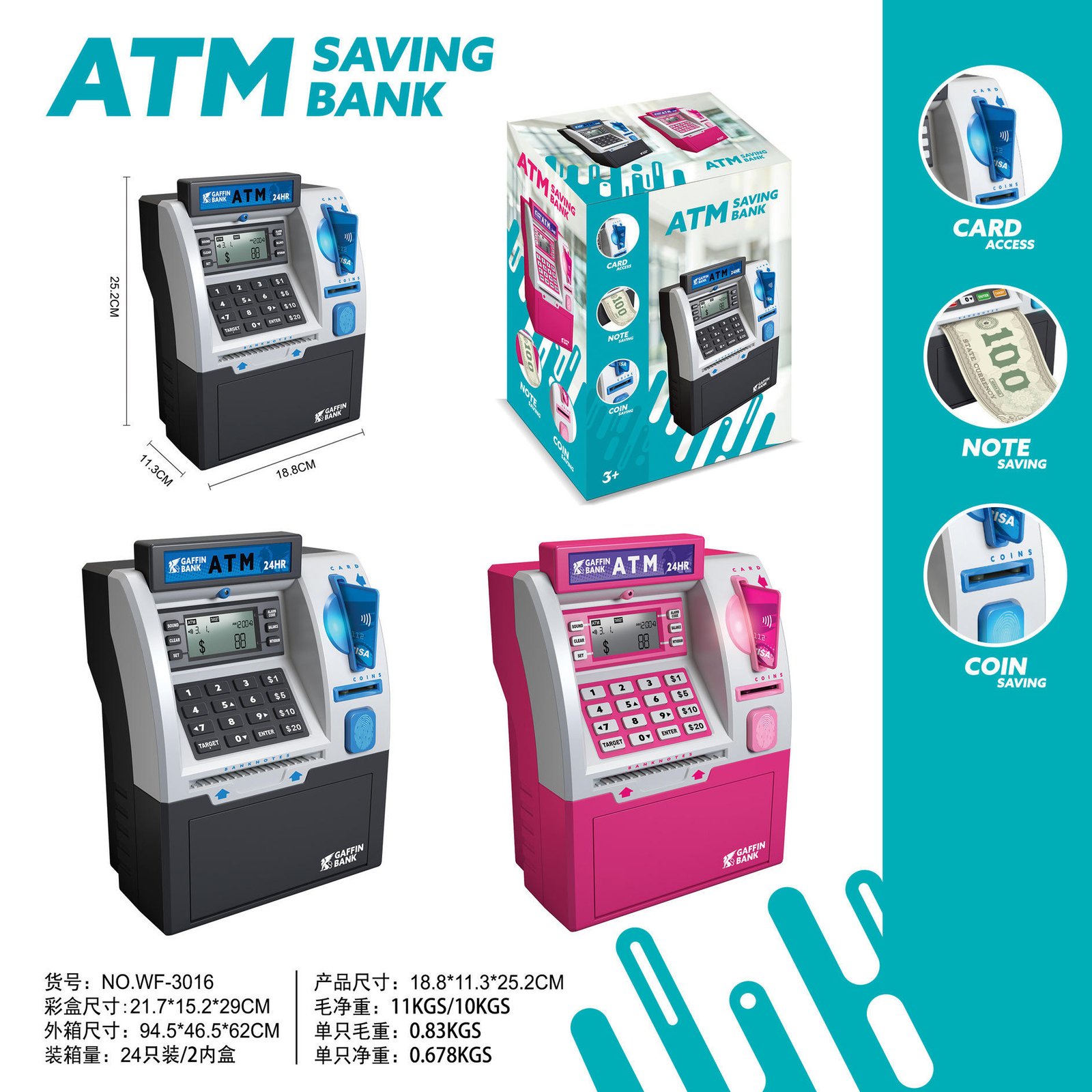 Automatic Paper Money Scroll Children's Gifts Electronic Mini Atm Plastic Coin Piggy Bank Money Savings Box Toys with Password