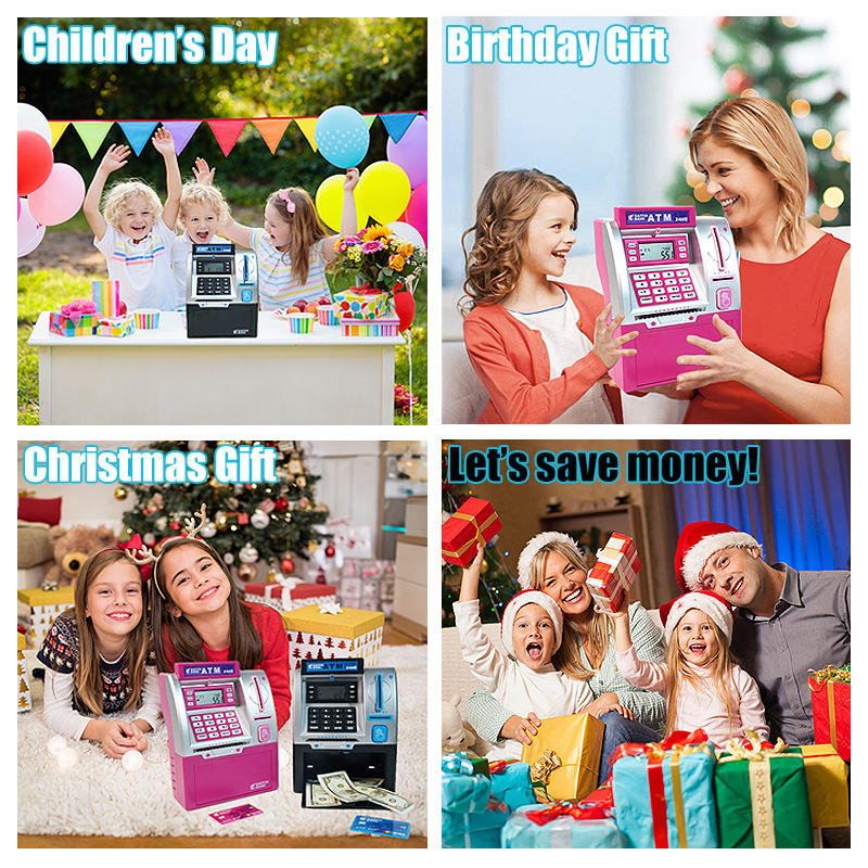 Automatic Paper Money Scroll Children's Gifts Electronic Mini Atm Plastic Coin Piggy Bank Money Savings Box Toys with Password