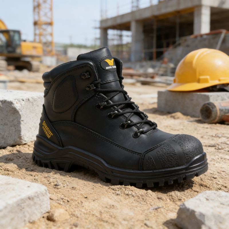 Winter Work Shoes Leather Fleece-Lined Warm Waterproof Steel Toe Safety Boots Shock Absorbent Industrial Outdoor Shoes