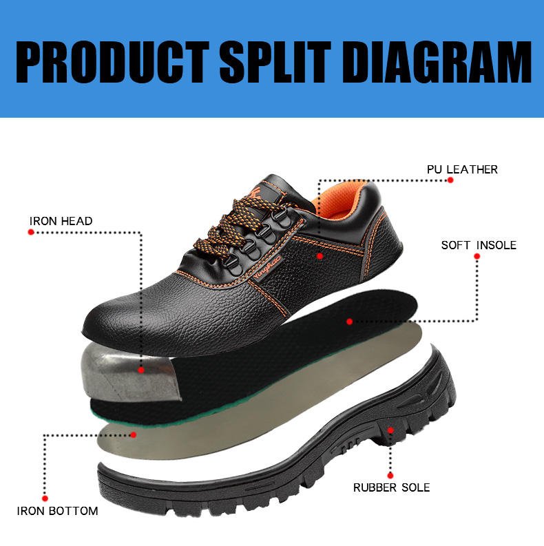 Men's Steel-toed Anti-crush and Anti-puncture Safety Shoes, Cold Adhesive Wear-resistant Protective Work Safety Shoes