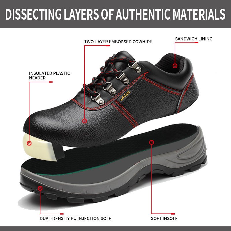 6KV Electrical Worker's Insulated Safety Shoes Double-Layer Cowhide Upper Plastic Toe Crush Protection Winter/Spring/Autumn Work