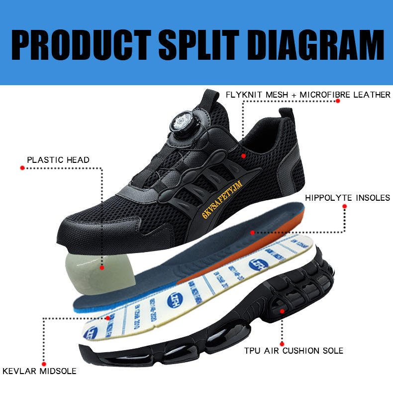 Quick Lacing Rotating Button Anti-shock and Anti-stab Insulated 6kv TPU Outsole Safety Shoes for Electricians