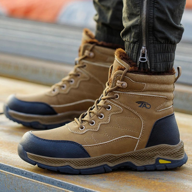 New Unisex Winter Safety Boots Anti-Smash Puncture-Resistant Waterproof Non-Slip Insulated Lightweight Fleece-Lined High-Top