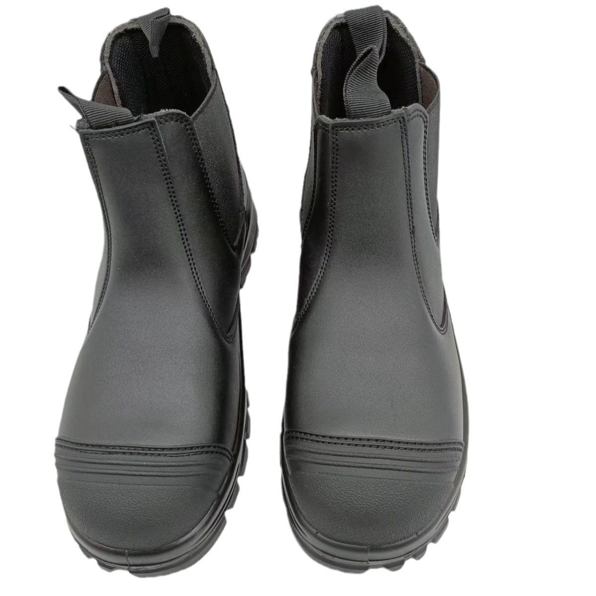 Diansen LBX008 CE Waterproof Steel Toe Chelsea Black Genuine Leather Industrial Safety Boots Anti-puncture Working Shoes Men