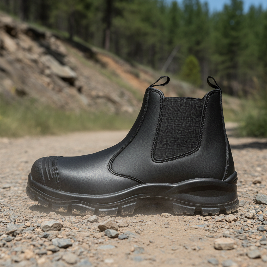 Diansen LBX008 CE Waterproof Steel Toe Chelsea Black Genuine Leather Industrial Safety Boots Anti-puncture Working Shoes Men