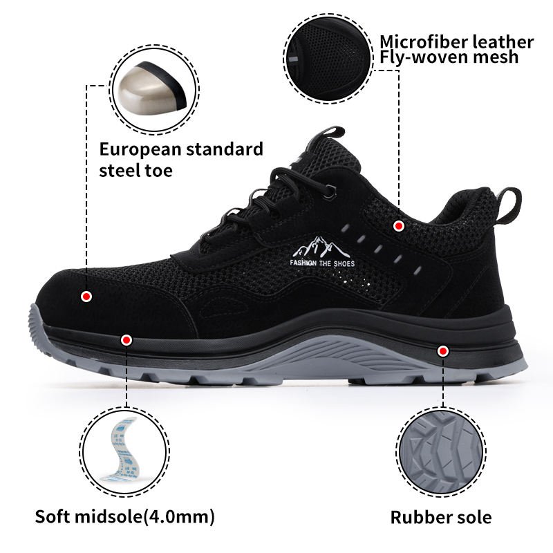 GUYISA Summer Breathable Safety Shoes Anti-smash and Anti-puncture Comfortable Wear Resistant Lightweight Work Shoes